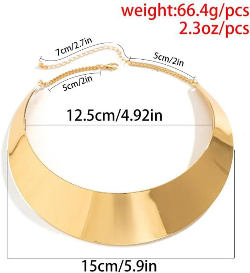 Hewill Store Chunky Gold Necklace Big Statement Chunky Necklace for Women African Tribe Wide Metal Choker Necklaces Jewelry - Image 4